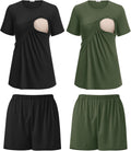 2 Pack Women's Nursing Pajamas Set - Double Layer Maternity PJs