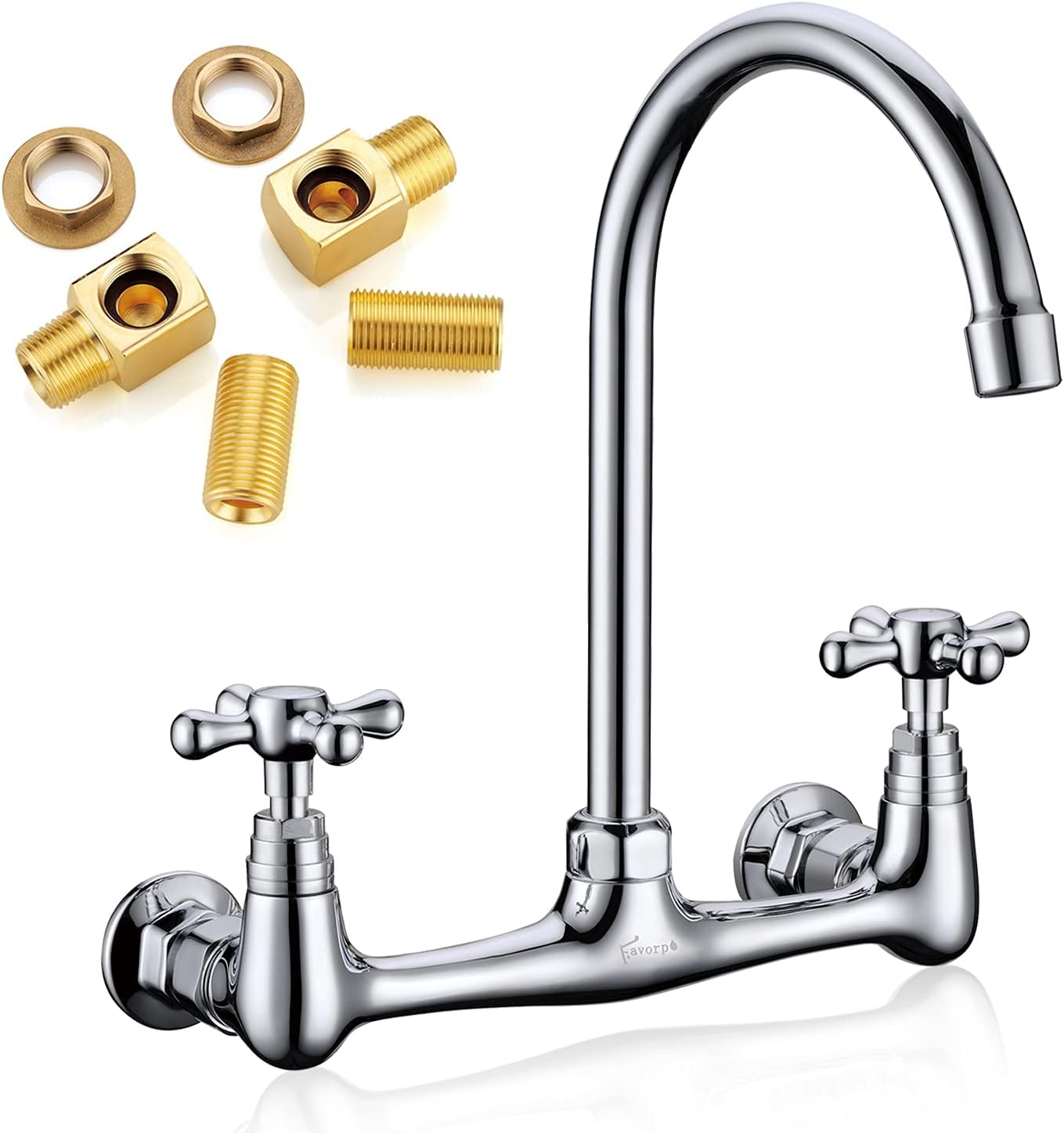 Commercial Brass Wall Mount Faucet with 360 Swivel for Kitchens
