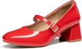Mary Jane Shoes Women Chunky Heels - Comfortable Daywear Pumps
