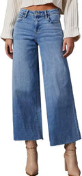 Allimy High Waisted Wide Leg Ripped Jeans - Stylish Comfortable Fit