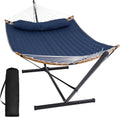 Portable Outdoor Hammock with Stand - Heavy Duty Quilted Comfort