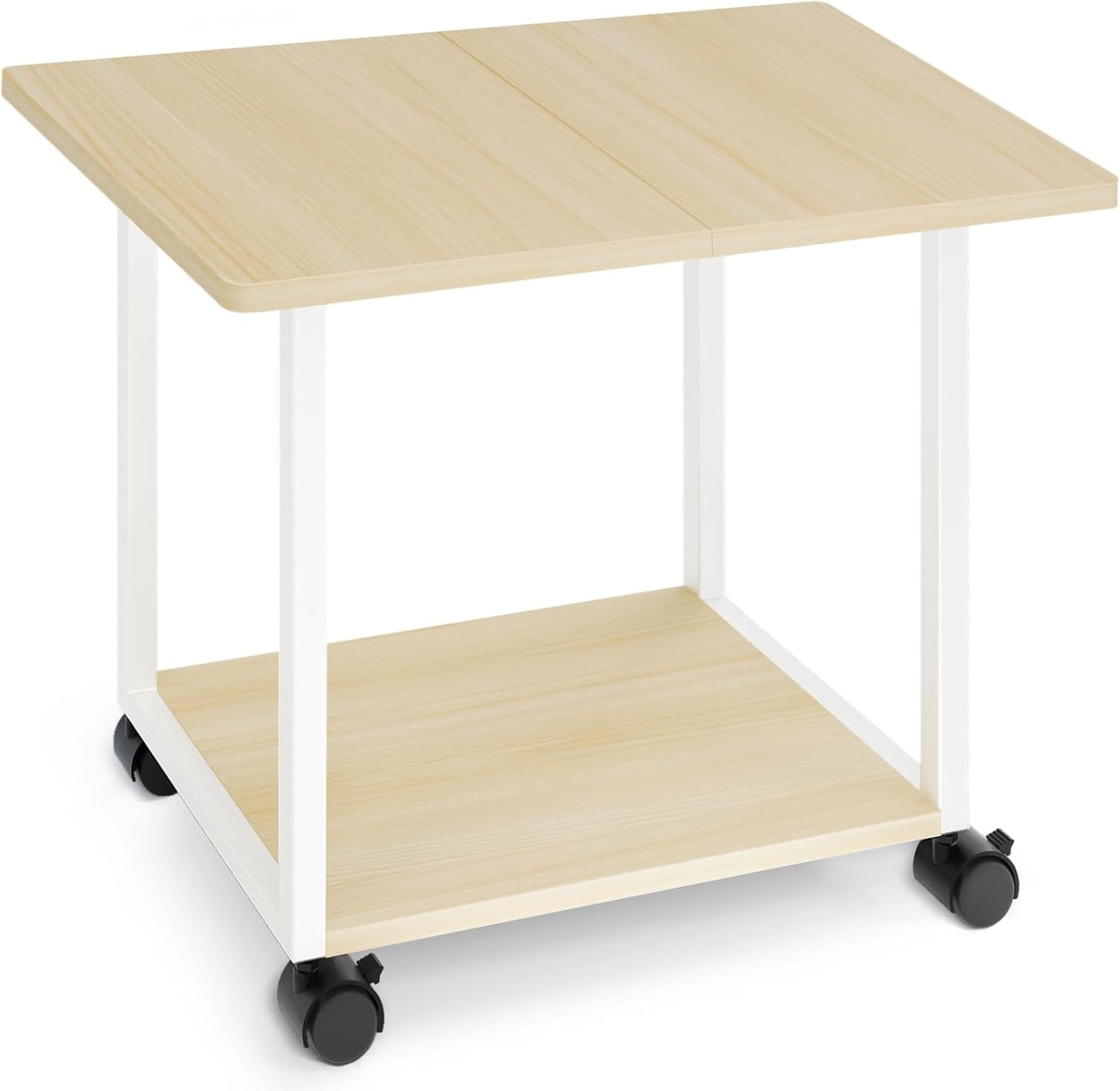 Large 2-Tier Rolling Printer Cart with Wheels for Home Office