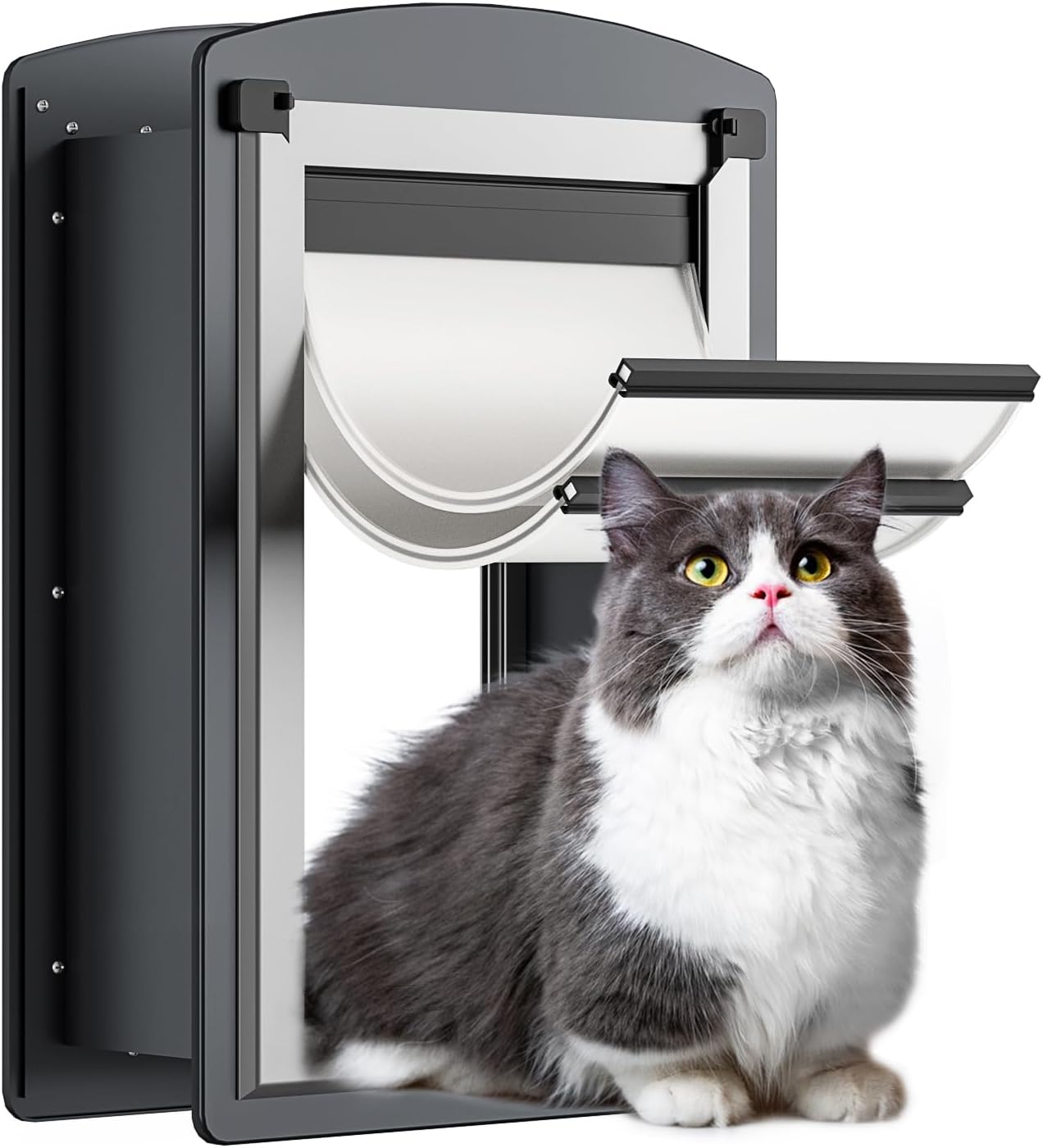 FreeStanding Cat Door for Wall with Magnetic Double Flaps