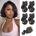 Selina Brazilian Hair Body Wave 4 Bundles with 4x4 Lace Closure
