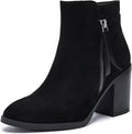 Womens Low Chunky Heeled Ankle Booties - Pointed Closed Toe