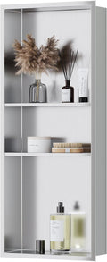 Stainless Steel Shower Niche 12 in x 30 in - Recessed Three-Tier Shelf