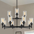 Black Chandelier for Living Room with Clear Glass Shades