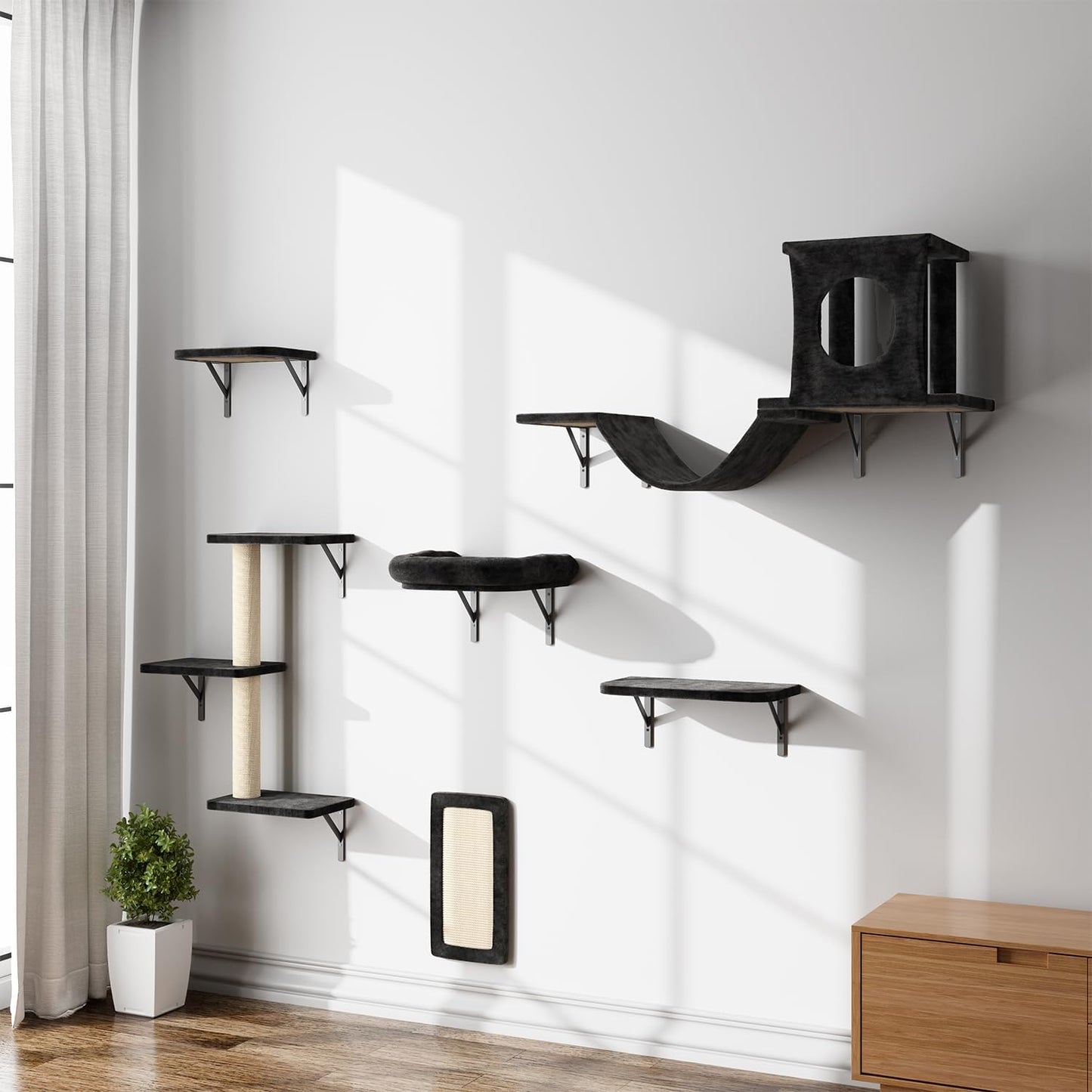 NUNU LAB Wall Mounted Cat Climber Set for Indoor Cats