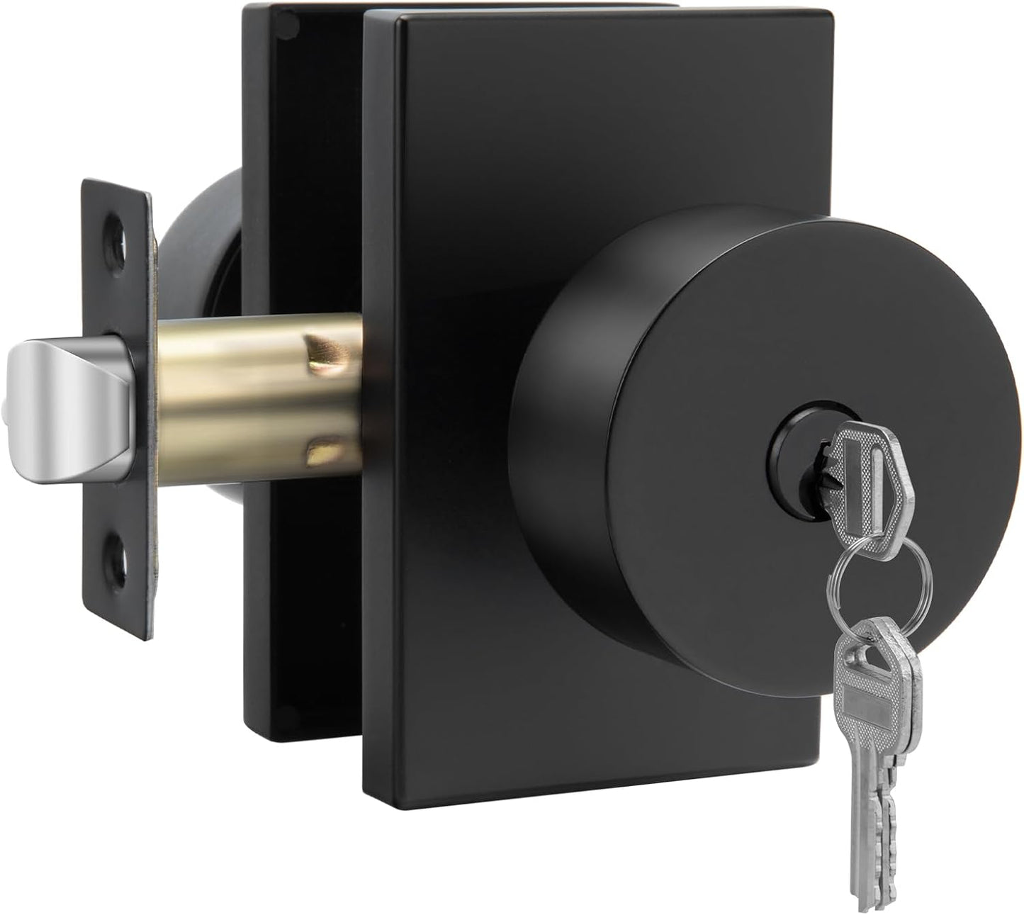 Keyed-Alike Exterior Door Knob with Lock and Key in Matte Black