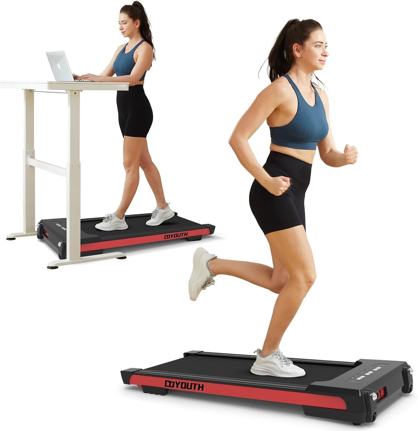 GOYOUTH 2 in 1 Under Desk Electric Treadmill for Home Use