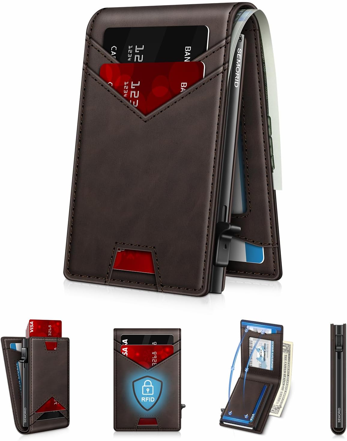 Slim Pop Up Card Holder Wallet for Men with RFID Blocking