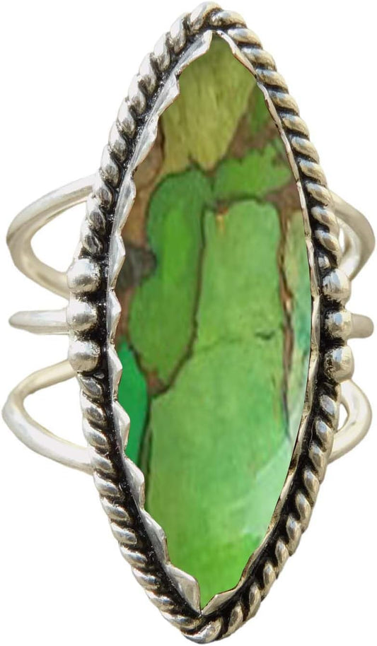 NKG Blue Copper Turquoise Ring: Elegant 925 Silver Jewelry