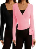 Women's Pilates Wrap Top Viscose Long Sleeve - Soft Ballet Tee