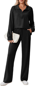 PINSPARK 2 Piece Sweatsuit Set - 1/2 Zip Loose Fit Tracksuit