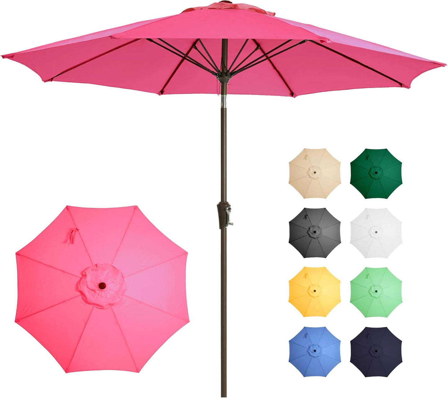 9FT Large Outdoor Patio Umbrella for Deck and Garden Use