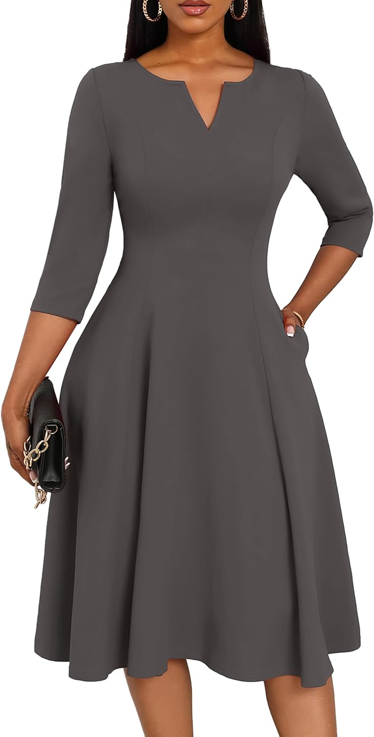 Nmoder Midi Dresses for Women A-Line Fit and Flare Dress