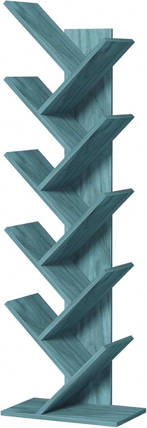 10 Tier Tree Book Shelf for Narrow Spaces - Stylish Storage