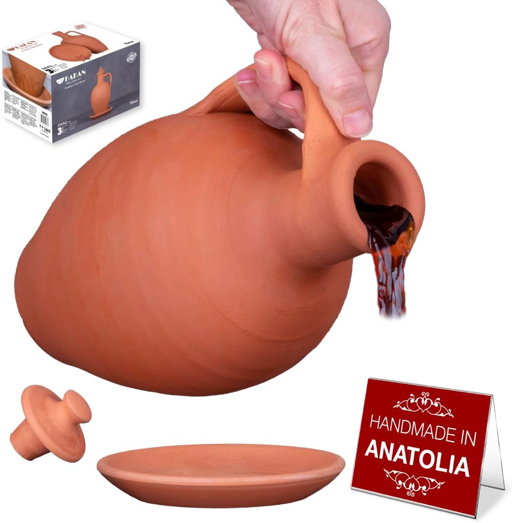 Natural Clay Water Pitcher Set for Refreshing Hydration