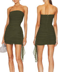 ALENDA DANMOS Strapless Bodycon Mini Dress - Ruched Mesh Elegance