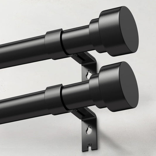 Heavy Duty Curtain Rods Set for Windows 28 to 48 Inch, Black
