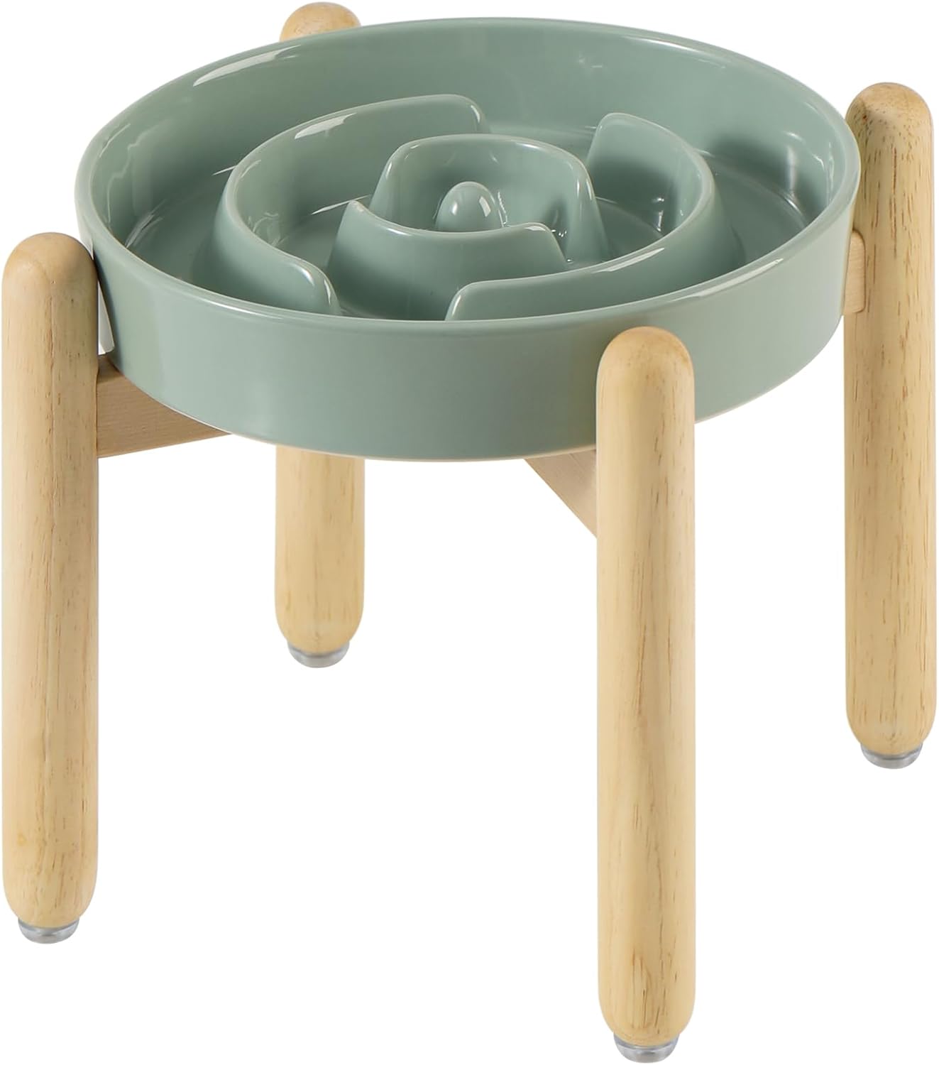 7.3in Ceramic Raised Slow Feeder Dog Bowl Set for Healthy Eating