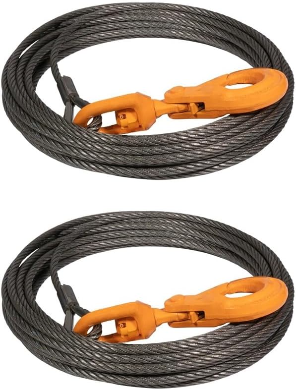 3/8in x 75ft Winch Cable Steel Core Rope for Tow Trucks