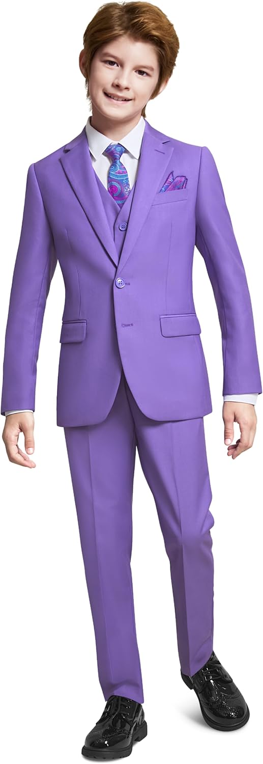 Boys' Formal Slim Fit Suit Set with Adjustable Waist for Events