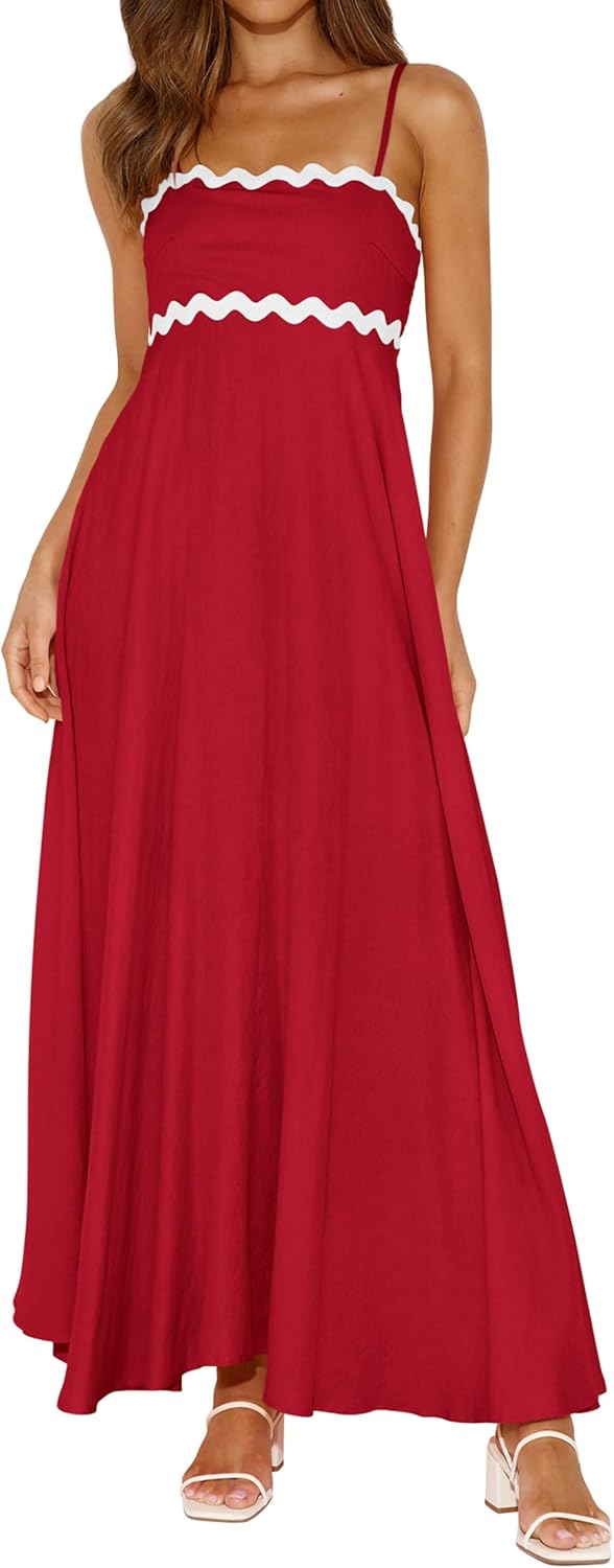 PRETTYGARDEN Womens Spaghetti Strap Maxi Dress for Summer Fun