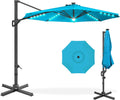 10ft Solar LED Cantilever Patio Umbrella - Rotating Hanging Shade
