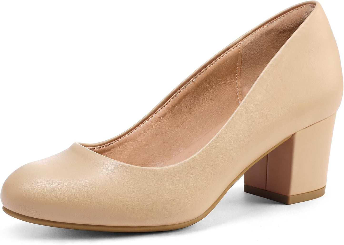 mysoft Women's Pumps Low Chunky Block Heel Round Toe Comfort