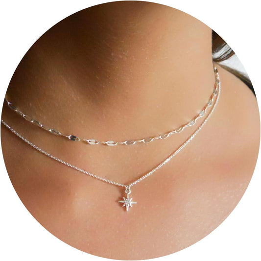 Sterling Silver Star Necklace for Women - Celestial Jewelry Gift