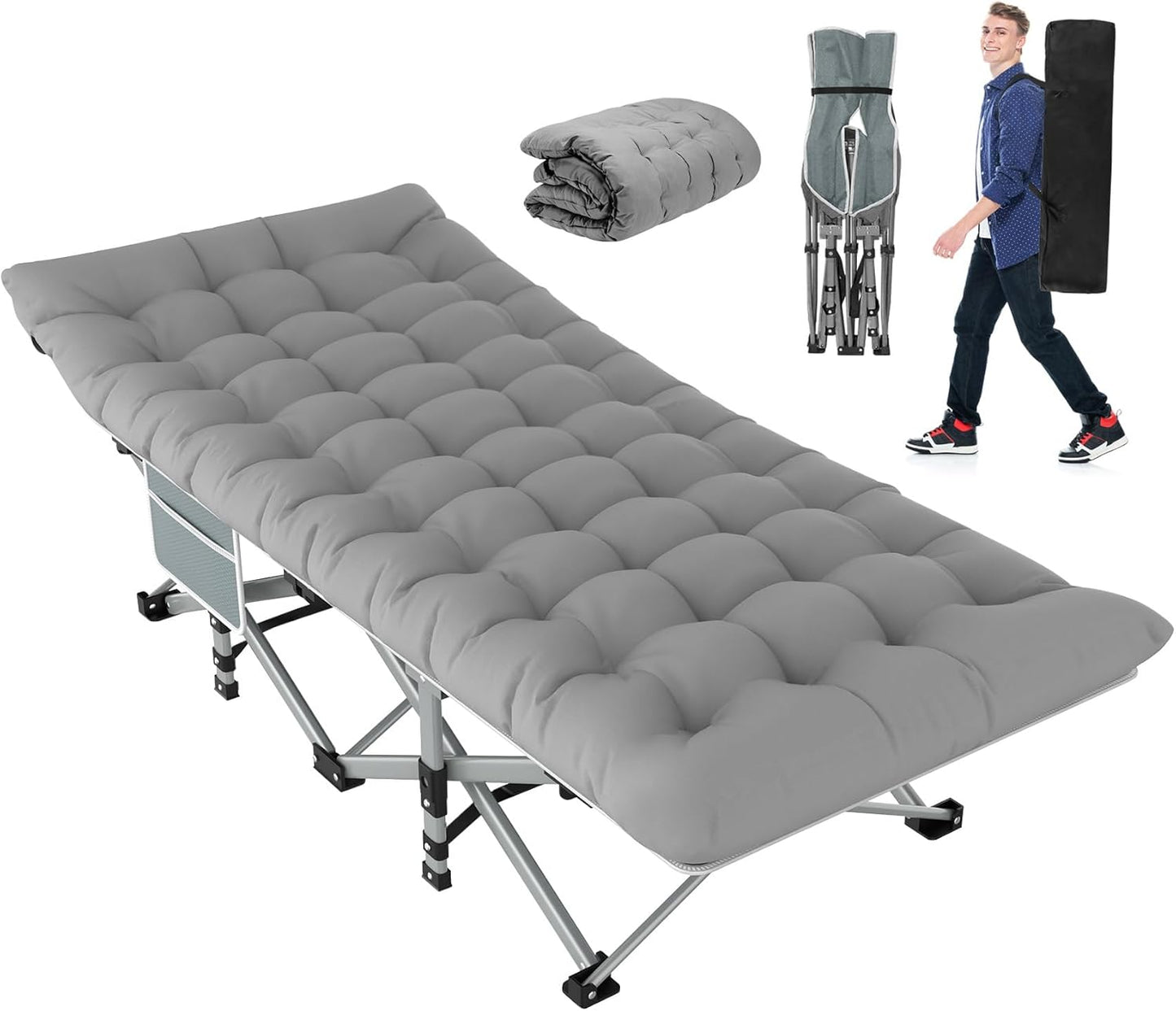 Portable Folding Camping Cot with Mattress - Sleep Anywhere!