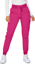 Womens Jogger Scrubs Ribbed Waistband Jogger Scrub Pants - Comfortable