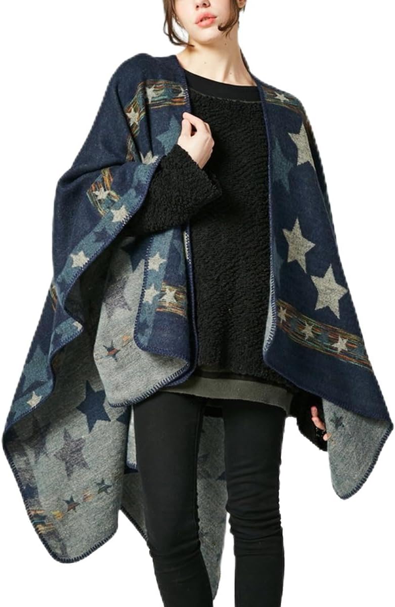 Reversible Women's Plaid Sweater Poncho Cape for All Occasions