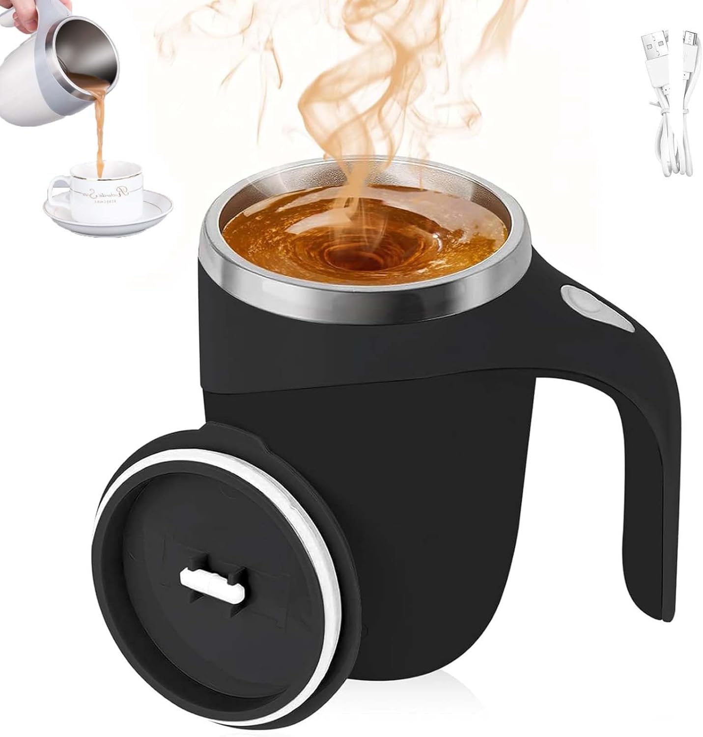 USB Rechargeable Self-Stirring Mug - Enjoy Hands-Free Mixing!