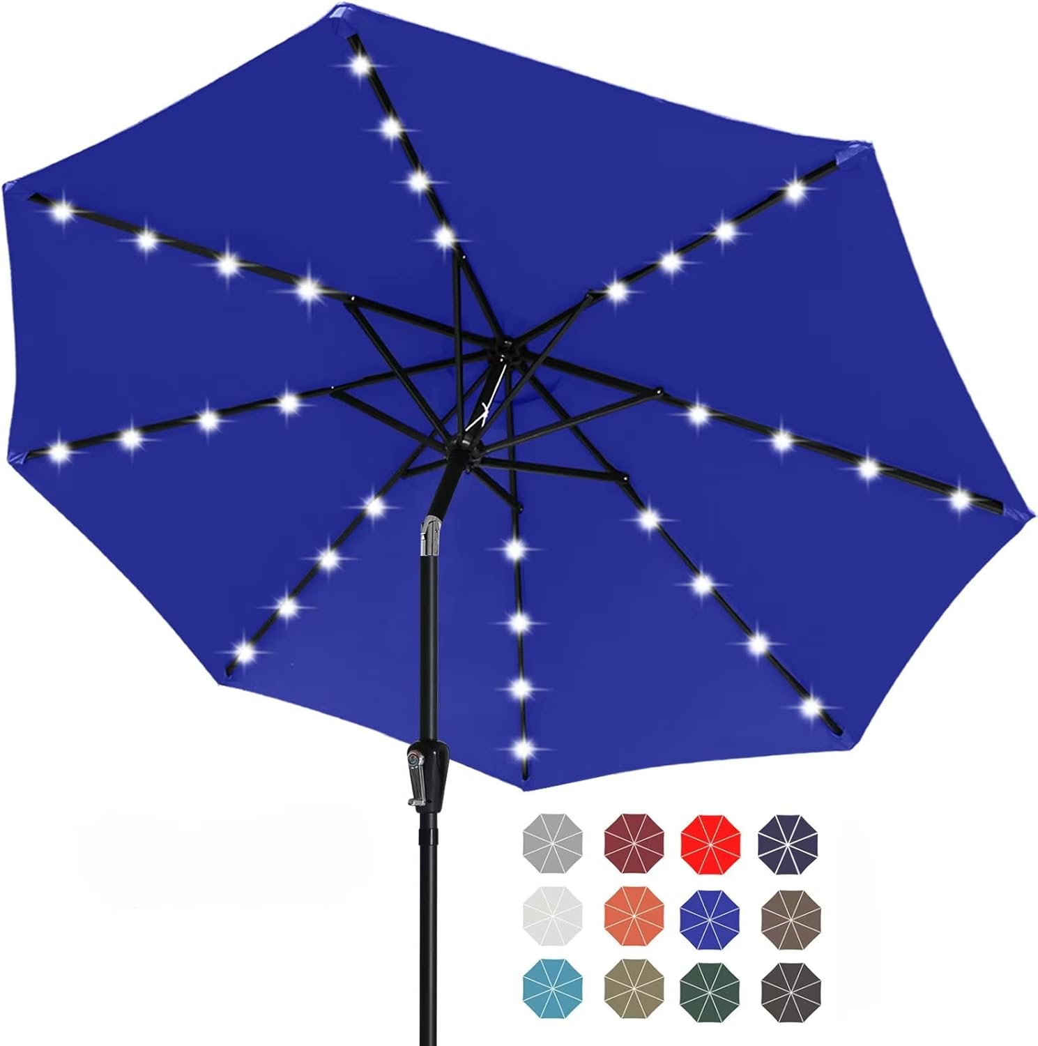 Durable Solar Led Patio Umbrellas with 24LED Lights 7.5FT