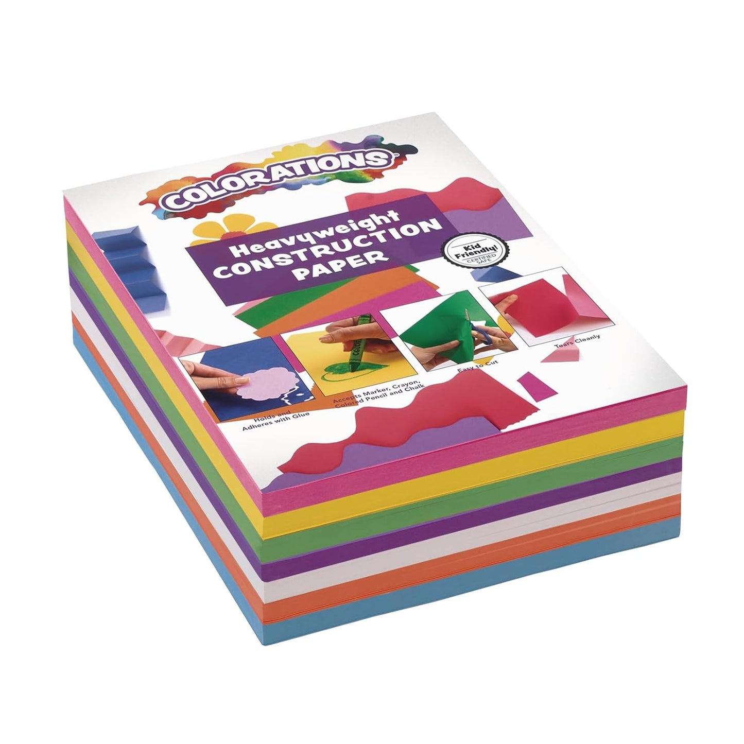 Colorations Construction Paper for Kids - 600 Heavy-Duty Sheets