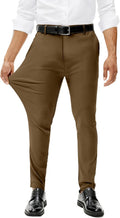 Comdecevis Mens Stretch Dress Pants Slim Fit Tapered Chinos