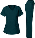 Dagacci Medical Uniform Women's Scrub Set Y-Neck Top and Pants Shoes