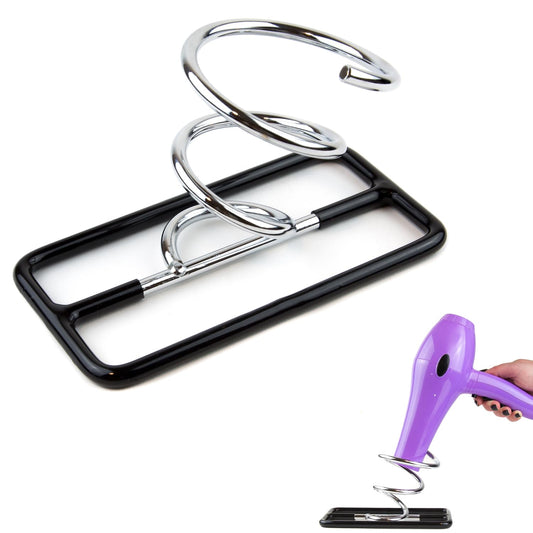 Spiral Hair Dryer Stand - Hands-Free Styling - Silver/Black