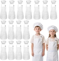 Kids Apron and Chef Hat Set, 30 Pieces White Aprons for 6-13 Years