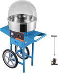 Blue Cotton Candy Machine Cart with Cover - 1000W Commercial Floss