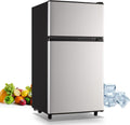 WANAI Mini Fridge with Freezer 3.5 cu.ft - Compact Two Door Cooler