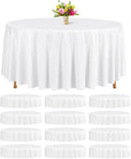 90 in Round White Tablecloths 12-Pack - Durable Washable Polyester
