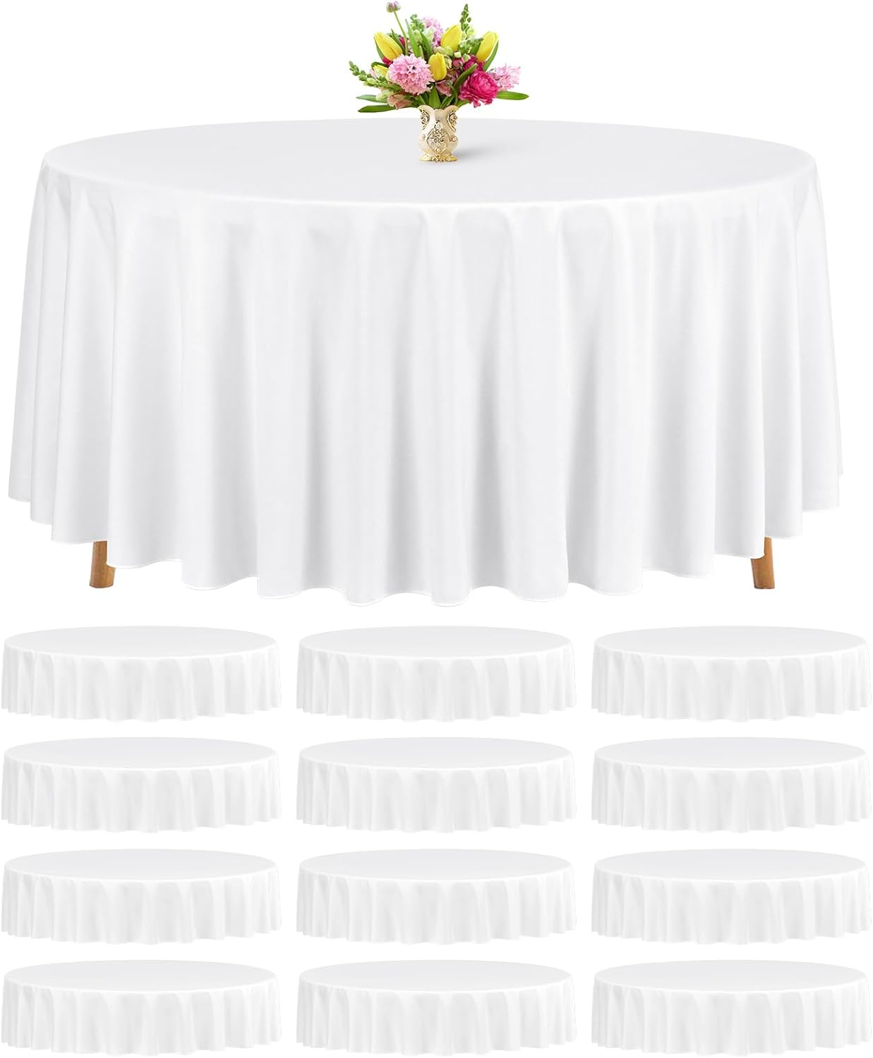 12 Packs 90 Inch Round Tablecloths for Elegant Events and Decor