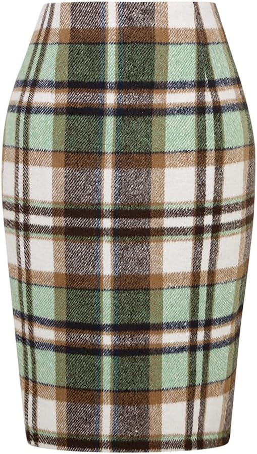 Womens Wool Plaid Pencil Skirt for Fall Winter Fashion Trends