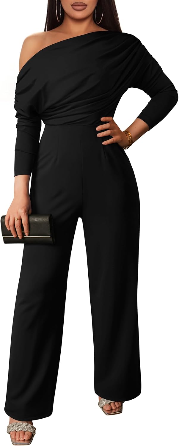 Elegant Women's Off Shoulder Wide Leg Jumpsuit for Fall Fashion