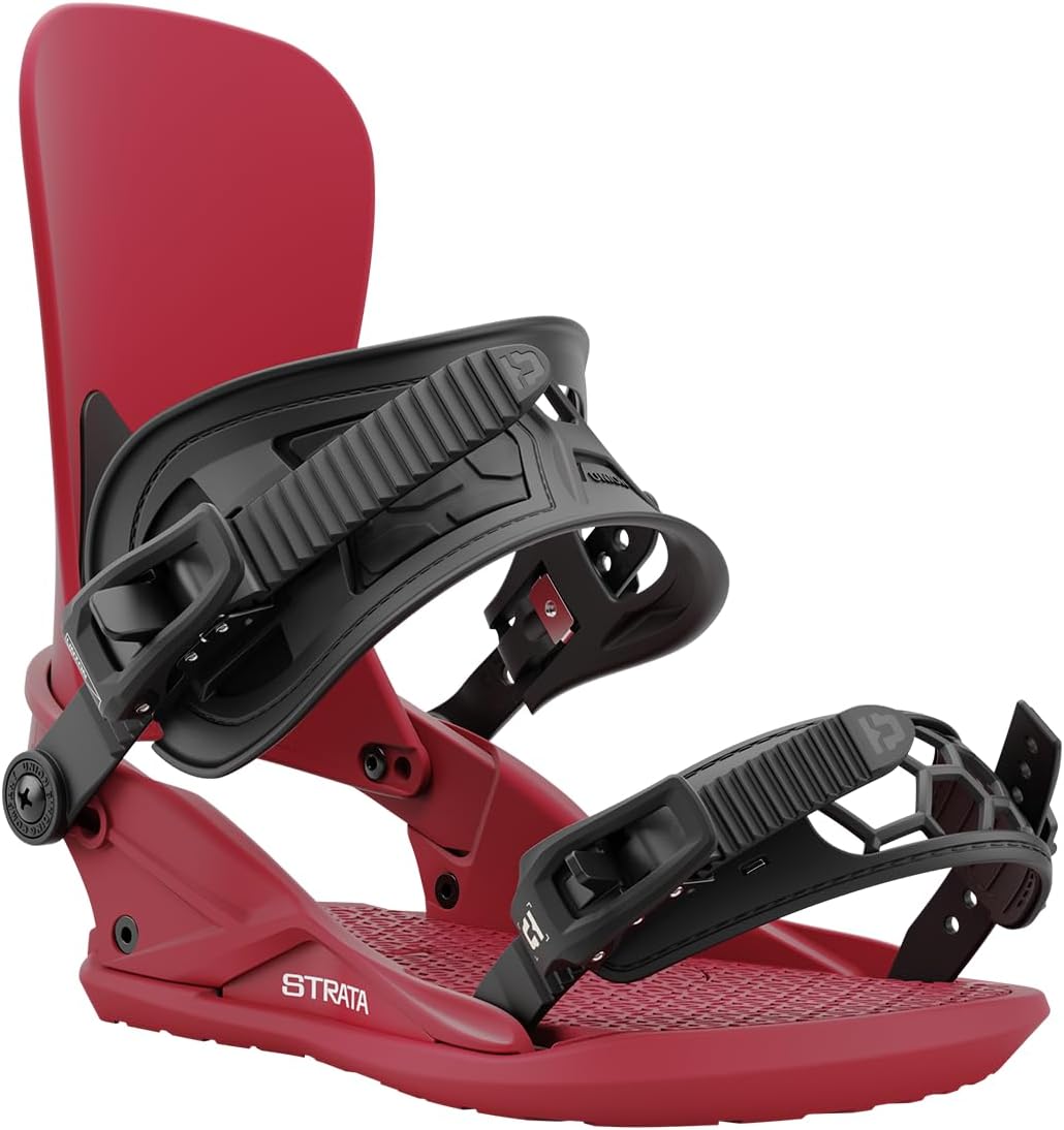 Union Strata Snowboard Bindings: M 8-10 Men's, Burgundy - Ultimate Control!