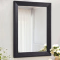 Black Rectangular Wood Framed Wall Mirror 20x16 - Rustic Decorative