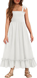 Girls Summer Smocked Maxi Dress Boho Beach Casual - Comfortable Fit